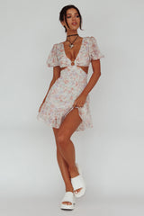 Graciele Laced Back Cut-Out Mini Dress Floral Blush