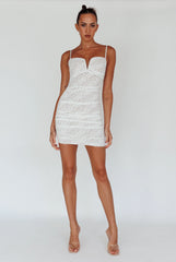 Olika Ruched Lace Mini Dress White