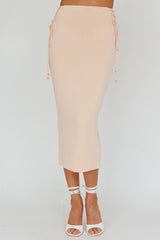 Graziella Lace Up Midi Skirt Egg Shell