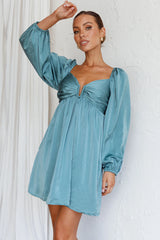 Tansy Long Sleeve Babydoll Dress Teal
