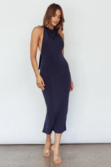 Caden Backless Halterneck Dress Navy