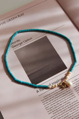 Monaco Pearl Turquoise Bead Necklace Gold