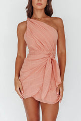 Island Time One-Shoulder Mini Dress Peach