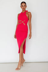 Crystal Skies Cut-Out Feature Midi Dress Fuchsia
