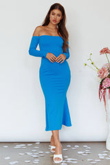 Speakeasy Off-Shoulder Maxi Dress Blue