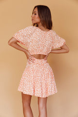 Your Moment Cut-Out Waist Dress Floral Orange