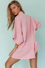 Daytona Beach Button-Up Romper Pink