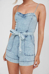 Laureen Pocket Romper Denim