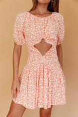 Your Moment Cut-Out Waist Dress Floral Orange