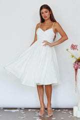 Salome Tied Back Knee Length Dress White