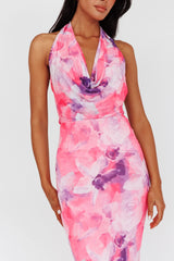 Janika Halterneck Maxi Dress Floral Pink