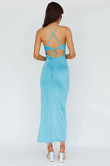 Summer Rose Front Split Midi Dress Teal