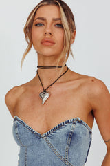 Corazon Heart Pendant Choker Silver
