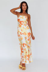 Latisha Strappy Cowl Back Midi Dress Floral Orange