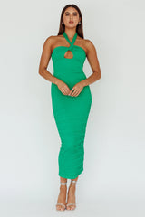 Mari Halterneck Midi Dress Green