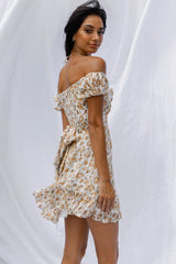 Linka Off-Shoulder Tie Back Dress Animal Print Sage