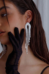 Khloe Diamante Tassel Earrings Silver