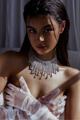 Isadora Cascade Crystal Necklace Silver