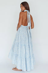 South Haven Halter Midi Dress Floral Blue