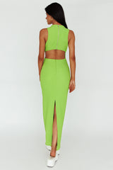 Yindi Sleeveless Cut-Out Waist Maxi Dress Lime