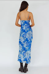 Teava Laced Waist Maxi Dress Print Floral Blue