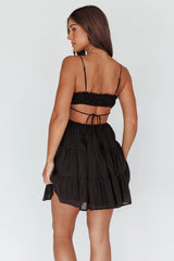 Eyona Cut-Out Waist Tie Mini Dress Black