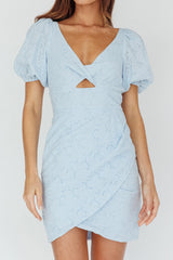 Santa Cruz Sun Puff Sleeve Eyelet Dress Blue