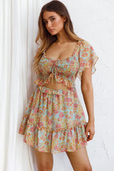 Daphne Shirred Bust Mini Dress Floral Mint
