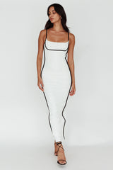 Sunny Coast Piping Trim Maxi Dress White/Black