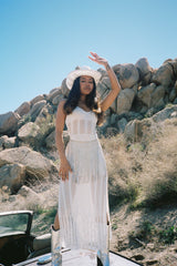 Majorca Sun Crochet Knit Maxi Dress White