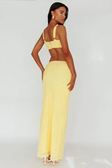 Bindi Puckered Midi Skirt Lemon