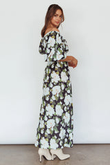 Momentum Off Shoulder Maxi Dress Floral Black