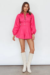 Zurich Pleated Waist Romper Plum