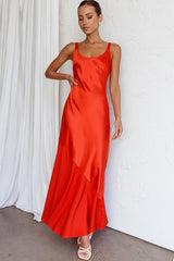 Front Row Scoop Neck Midi Dress Tangerine