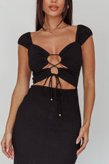 Iconic Cut-Out Bodice Midi Dress Black