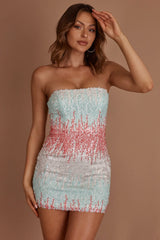 Atlanta Strapless Sequin Mini Dress Gradient Mint