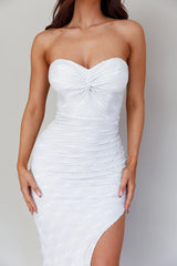 Paradiso Strapless Side Split Midi Dress White