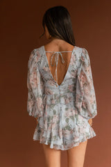 La Nena Frill Trim Flounce Romper Floral Green