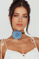 Tiana Flower Choker Necklace Denim