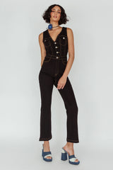 Jazelle Button Front Jumpsuit Black