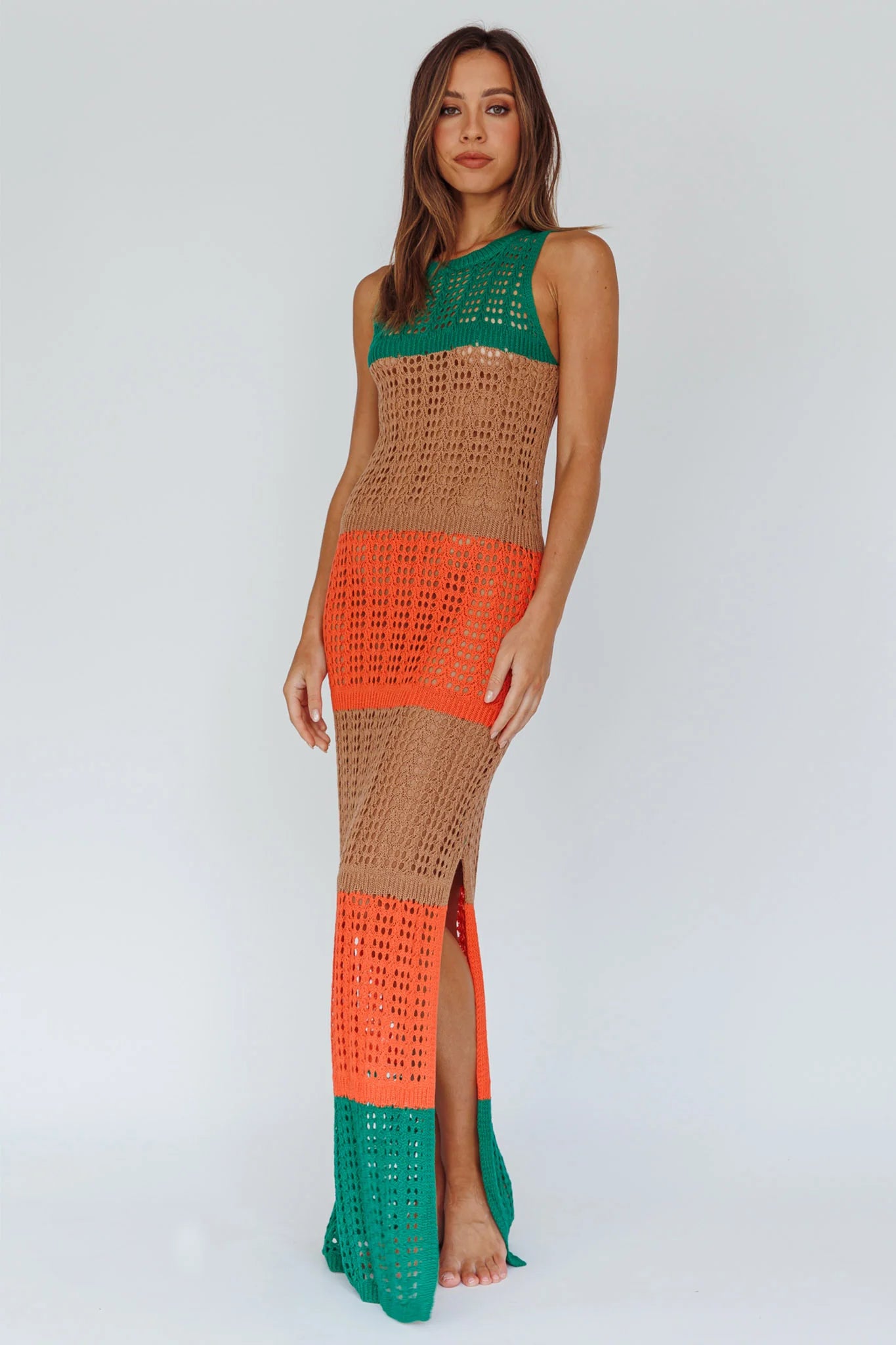 Wild Thing Crochet Maxi Dress Green