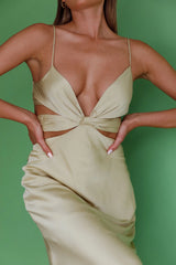 Dance With Me Crossover Bust Midi Dress Matcha