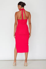 Crystal Skies Cut-Out Feature Midi Dress Fuchsia