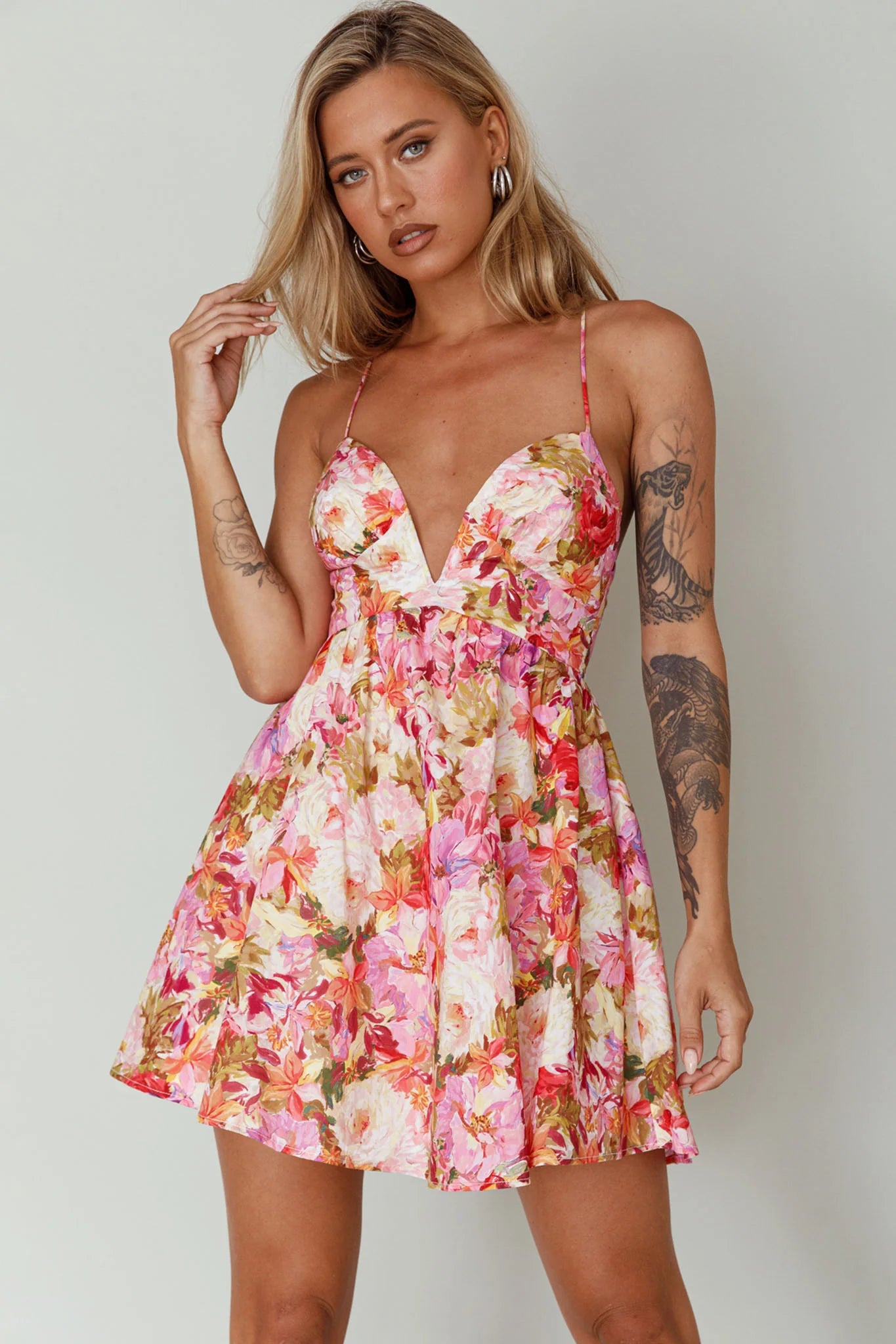 Le Jardins A-Line Mini Dress Floral Orange