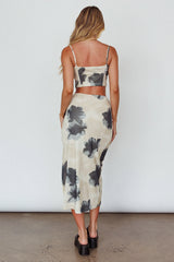 Miss You Midi Skirt Floral Cream