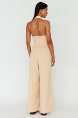 Hilaria Halterneck Jumpsuit Beige