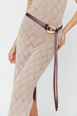 Lyan Gold Buckle Belt Brown
