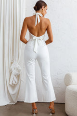 Azul Halterneck Flared Jumpsuit White