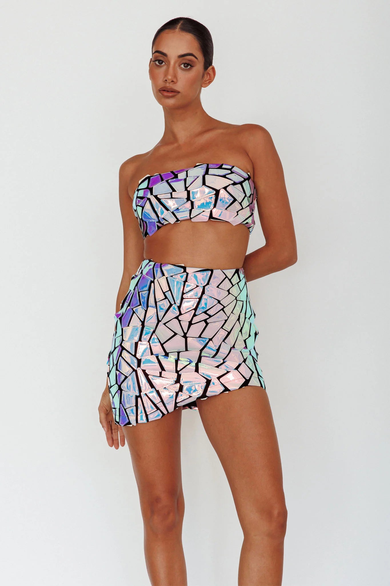 El Camino Mosaic Mini Skirt Silver