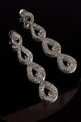 Royale Diamante Pear Drop Earrings Silver